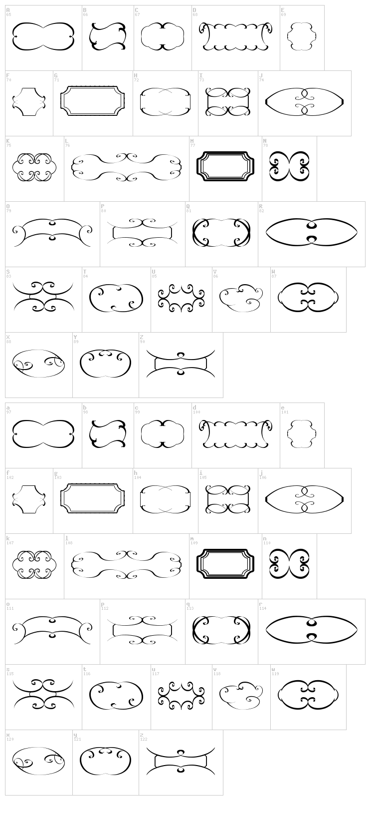 Frames TFB font map